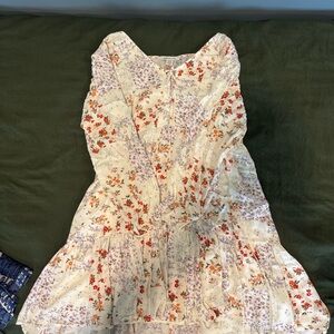 American Eagle Outfitters Floral Lace-Up Top